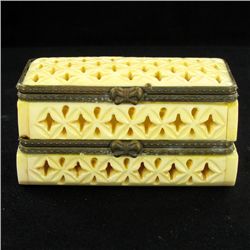 Chinese Handcarved Bone Double Gem Box (CLB-857)