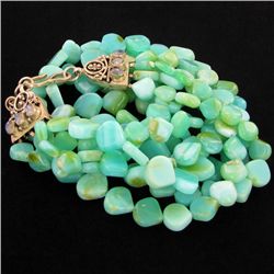 685twc Blue Opal Beads Sterling Necklace (JEW-3133)