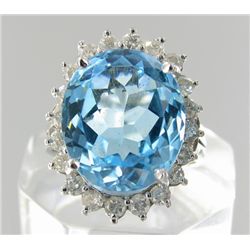 12.2ct Sky Blue Topaz & Diamond 14k Ladies Ring (JEW-1772)