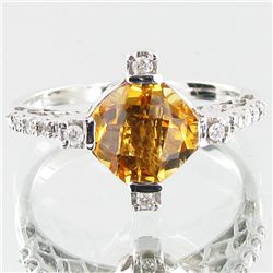 17.54twc Citrine Diamond 14k Gold Ring (JEW-3397)