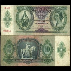 1936 Hungary 10 Pengo Note Scarce (COI-3940)