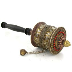 Tibet Bronze Prayer Wheel with Handle (ANT-1796)