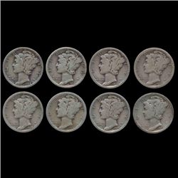 1928D Mercury Dimes Better Grade Lot of 8 (COI-8475)