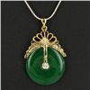 Image 1 : 35twc Green Jade Disk Gold Vermeil Pendant (JEW-3595)