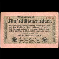 1923 Germany 5m Mark Note Hi Grade (COI-3899)