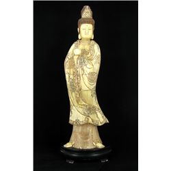 Chinese Handcarved Bone Standing Tibet Buddha on Base (CLB-713)