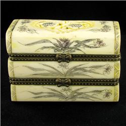 Chinese Handcarved Bone Double Gem Box (CLB-852)