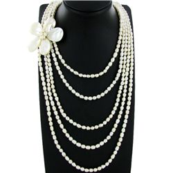 5 Strand Chinese Baroque Pearl Necklace  (JEW-2201)