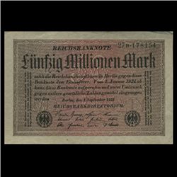 1923 Germany 50m Mark Crisp Uncirculated Note (CUR-05848)