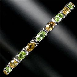 88twc Genuine Peridot Citrine Sterling Bracelet  (JEW-2266)