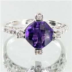 18.41twc Purple Amethyst Diamond 14k Gold Ring (JEW-3401)