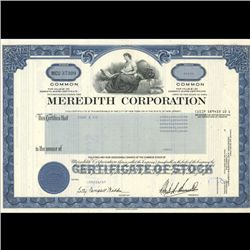 1980s Meredith Corp Stock Certificate Scarce Blue (COI-3425)