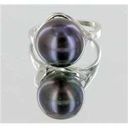 Black Iridescent S. Sea Saltwater Pearl Ring (JEW-1828)