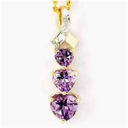 1.42ct Natural Amethyst & Diamond 9K Gold Pendant (JEW-1449)