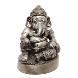 Vintage Ganesh Bronze Nickel Statue  (ANT-615)