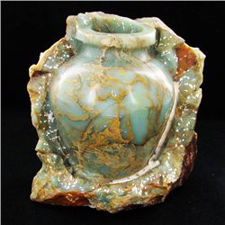 2210ct Handcarved Green Shoushan Stone Vase (MIN-000077)