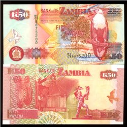 2003 Zambia 50 Kwacha Crisp Unc Note (COI-3818)