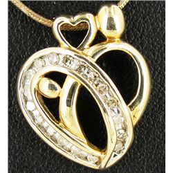 11.55twc Diamond 10k Gold Heart Pendant (JEW-3382)