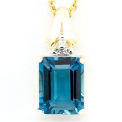 3.31Ct London Blue Topaz Diamond 9K Gold Pendant (JEW-9116X)