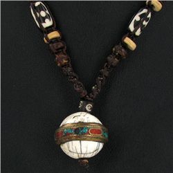 Tibet Shell Agate Bead Nickel Necklace (JEW-3261)