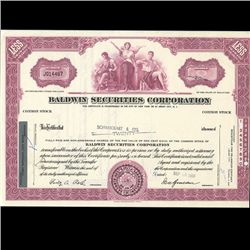 1960s Baldwin Sec. Stock Certificate Scarce (COI-3451)