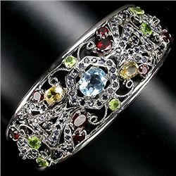 199twc Top Colors Multigem Sterling Cuff Bracelet (JEW-2262)