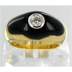 .26ct VVS Diamond & Black Onyx 18k Gold Mens Ring (JEW-1906)