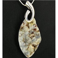 60twc Carved Druzy Agate Pendant With Sterling (JEW-1711)