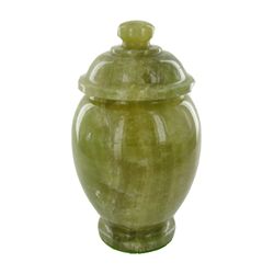 Rare Green Thai Jade Lidded Vase  (DEC-365)