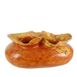 Hand Carved Afzelia Burl Wood Vase (DEC-108)