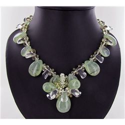 900twc Rare Rutile Prehnite & Crystal Necklace Set (JEW-100)