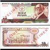 Image 1 : 1991 Cuba 10 Peso Specimen Note Crisp Unc. (CUR-06368A)