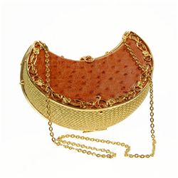 Ostrich Egg Lemon Wedge Shaped Clutch Purse (ACT-031)