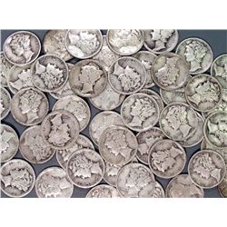 Lot of 50 Mercury Dimes