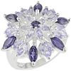 Image 1 : Sterling Silver Iolite and Tanzanite Ring