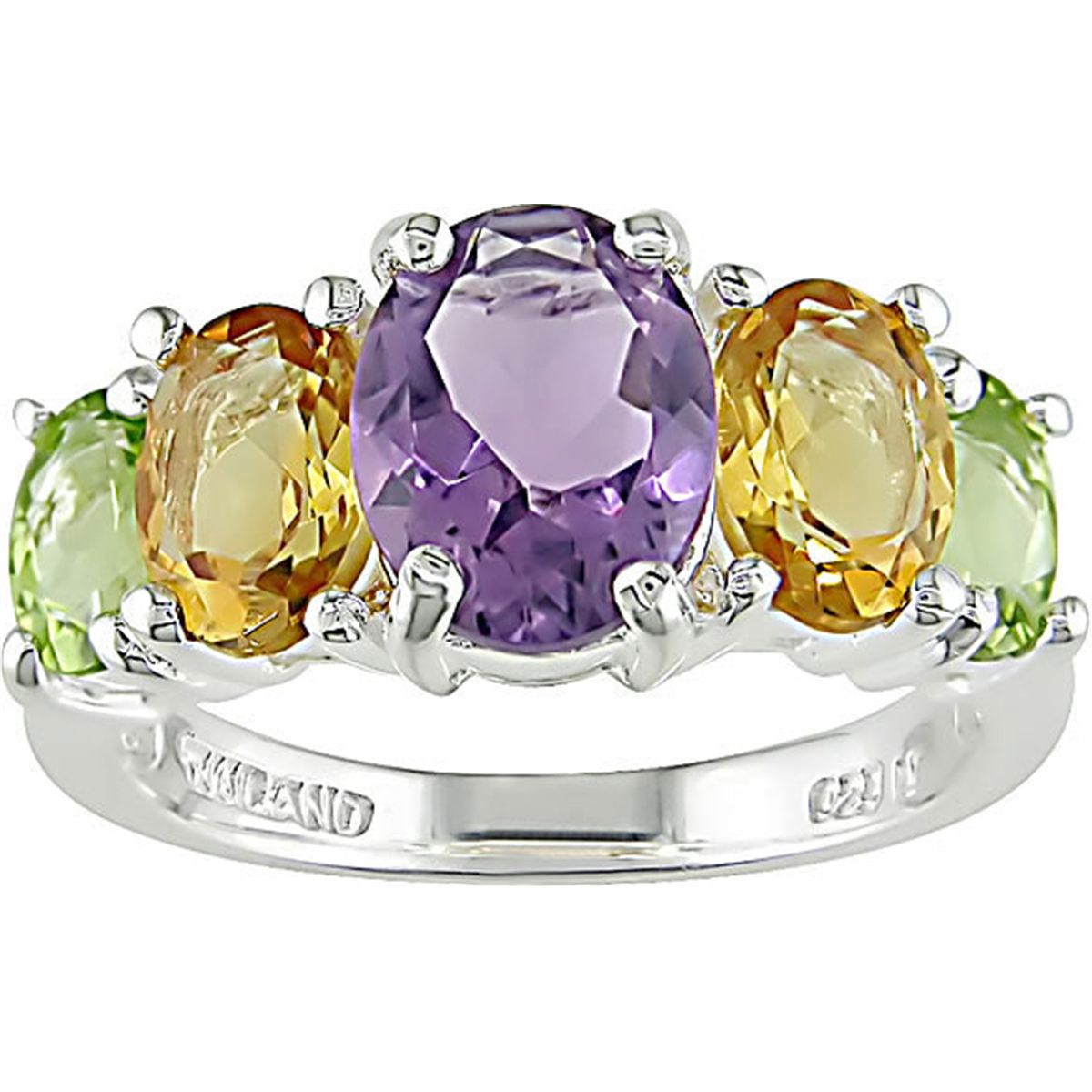 Silver Multi Gemstone Ring