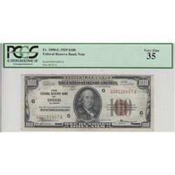 $100 FEDERAL RESERVE BANK 1929 PCGS 35