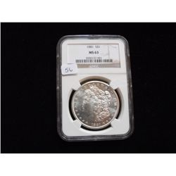 1881 $1 MORGAN NGC MS 63