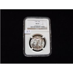 1943 WALKING HALF NGC MS 65