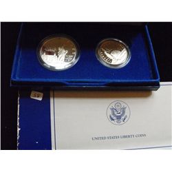 2 COIN SILVER LIBERTY MINT SET OUNCE OF SILVER