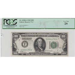 $100 REDEEMABLE IN GOLD 1928 NUMERICAL 7 PCGS
