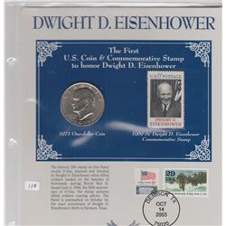 1974 EISENHOWER $1 AND 6 CENT STAMP SET