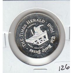 TIMES HERALD PROOF SILVER ROUND