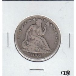 1863-S SEATED HALF DOLLAR 50c