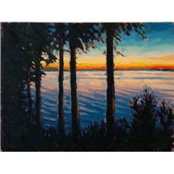 Shelby Keefe, Sundown on Eagle Bluff, Oil on Canvas