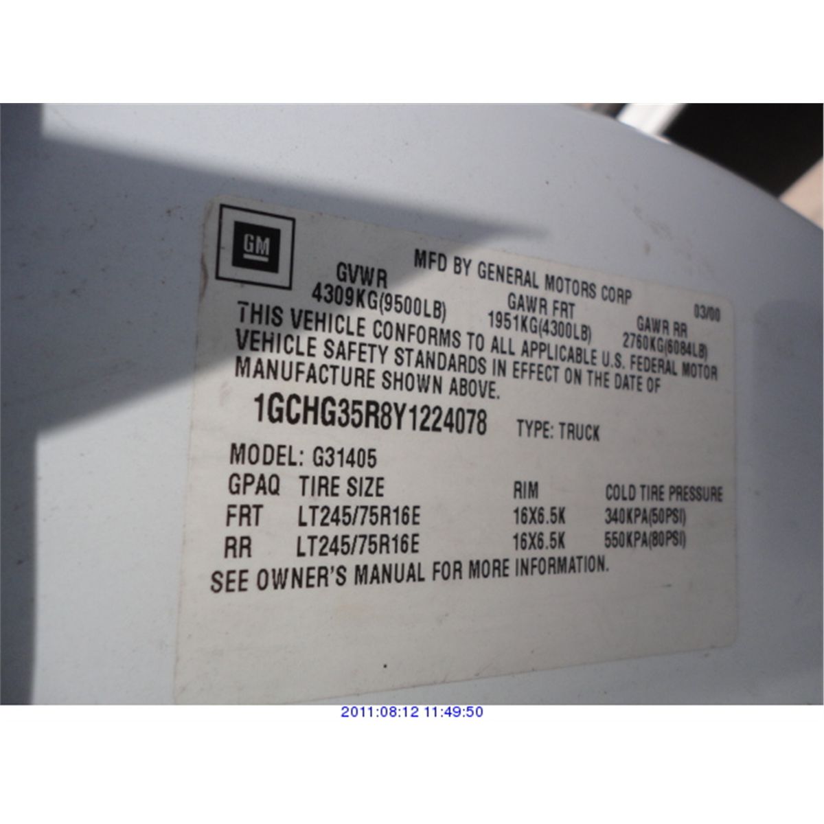 ... Image 5 : 2000 - CHEVROLET EXPRESS VAN ...