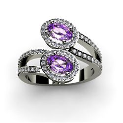 Amethyst 1.23 ctw & Diamond Ring 14kt W/Y  Gold