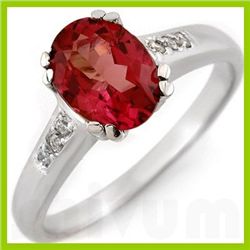 Genuine 3.00 ctw Pink Tourmaline & Diamond Ring 10kt Gold-White