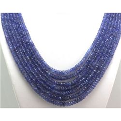 Natural AA 7Row Tanzanite Micro Faceted Rondelles Graduated Necklace Gemstone 493.80ctw brass clasp