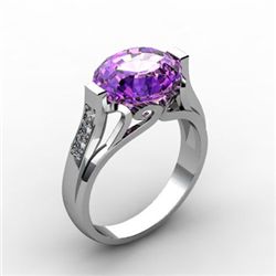 Genuine 4.59 ctw Amethyst Ring 14kt White or Yellow Gold